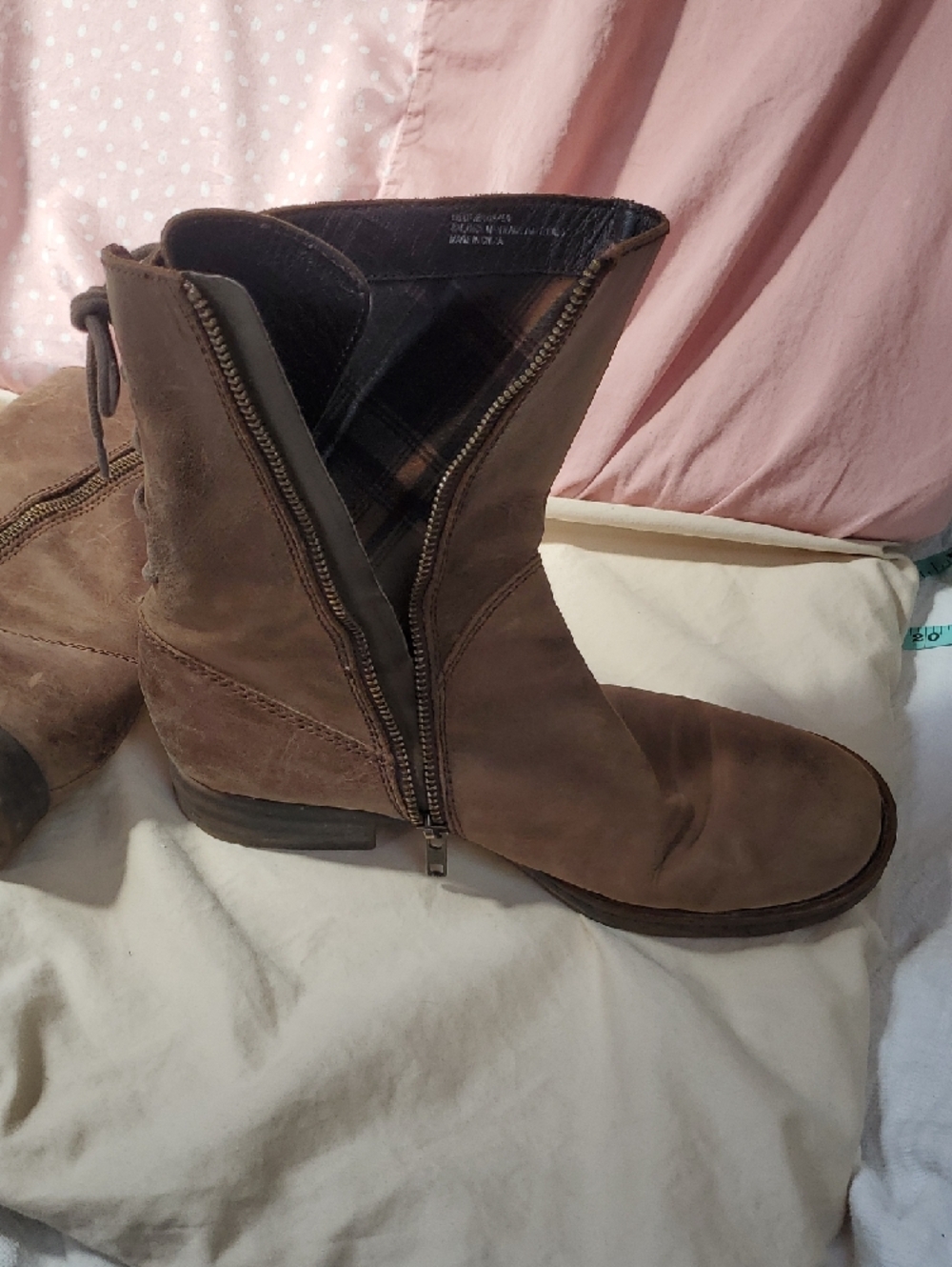 Womens 8 Born Brown Lace-Up Side-Zip Leather Boots - Picture 4 of 14